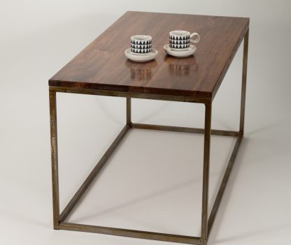 Modern Metal Box Frame Coffee Table Solid Wood Living Room Custom Table - Image 3