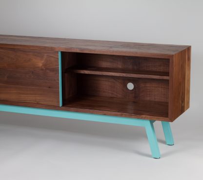 Solid Walnut Media Console Credenza Mid-Century Modern MCM Living Room - Image 2