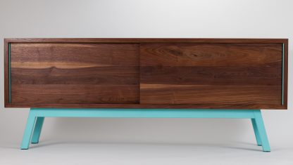 Solid Walnut Media Console Credenza Mid-Century Modern MCM Living Room - Image 4