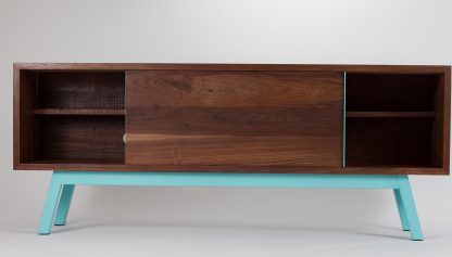 Solid Walnut Media Console Credenza Mid-Century Modern MCM Living Room - Image 5