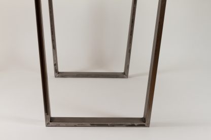 Modern Dining Table Solid Wood and Trapezoid Steel Legs Living Room Custom Table - Image 4
