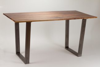 Modern Dining Table Solid Wood and Trapezoid Steel Legs Living Room Custom Table