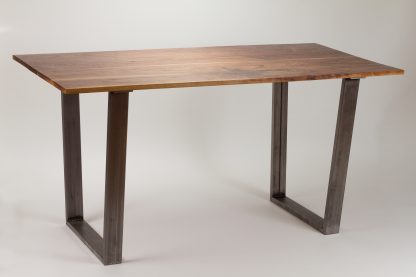 Modern Dining Table Solid Wood and Trapezoid Steel Legs Living Room Custom Table