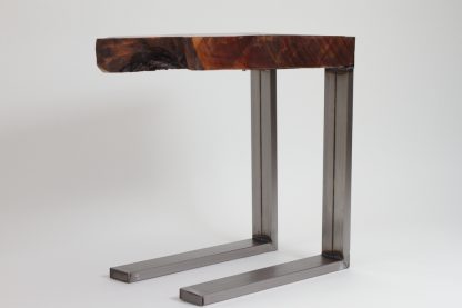Live Edge Slab Steel Frame Sofa Table C-Table Solid Wood Living Room Custom Table - Image 3