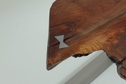Live Edge Slab Steel Frame Sofa Table C-Table Solid Wood Living Room Custom Table - Image 4