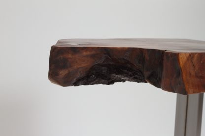 Live Edge Slab Steel Frame Sofa Table C-Table Solid Wood Living Room Custom Table - Image 7