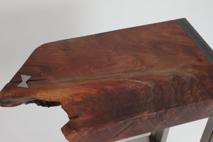 Live Edge Slab Steel Frame Sofa Table C-Table Solid Wood Living Room Custom Table - Image 8