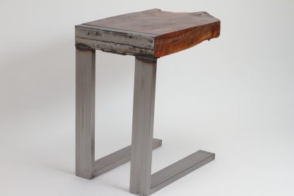 Live Edge Slab Steel Frame Sofa Table C-Table Solid Wood Living Room Custom Table - Image 9