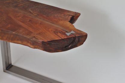 Live Edge Slab Steel Frame Sofa Table C-Table Solid Wood Living Room Custom Table - Image 10