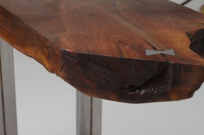 Live Edge Slab Steel Frame Sofa Table C-Table Solid Wood Living Room Custom Table - Image 11