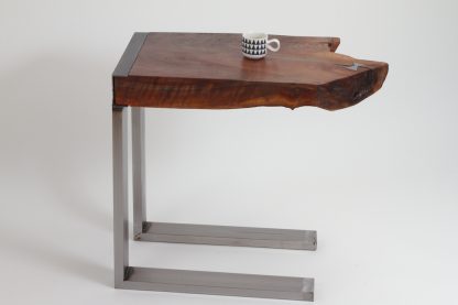 Live Edge Slab Steel Frame Sofa Table C-Table Solid Wood Living Room Custom Table - Image 12