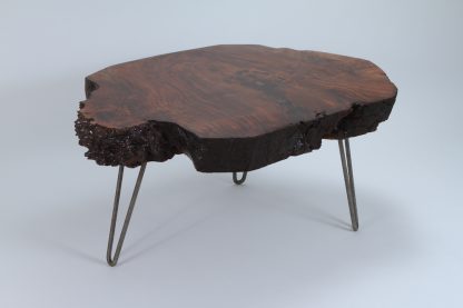Live Edge Slab Steel Legs Coffee Table Solid Wood Living Room Custom Table