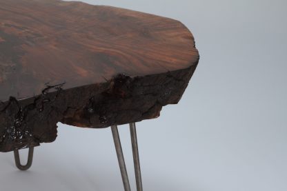 Live Edge Slab Steel Legs Coffee Table Solid Wood Living Room Custom Table - Image 4