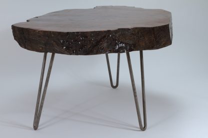 Live Edge Slab Steel Legs Coffee Table Solid Wood Living Room Custom Table - Image 9