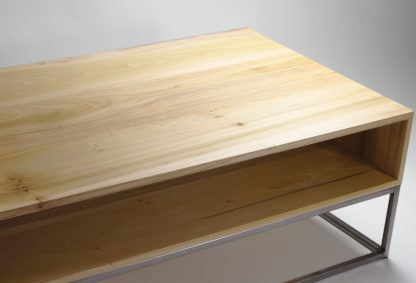 Modern Metal Box Frame Storage Coffee Table Solid Wood Living Room Custom Table - Image 5