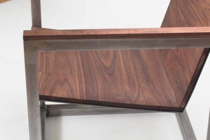 Modern Cube Wood and Steel industrial Accent Chair - Image 2