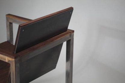 Modern Cube Wood and Steel industrial Accent Chair - Image 4