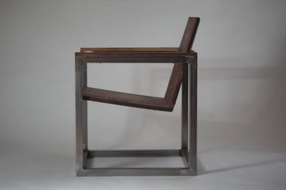 Modern Cube Wood and Steel industrial Accent Chair - Image 6